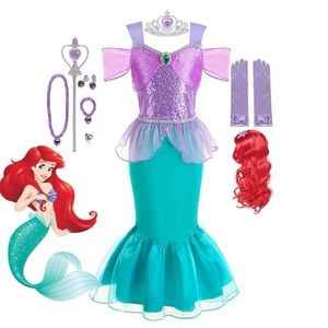 Purple Sequins Mermaid Ariel Costume, Birthday Party Gift, Valentines, Easter
